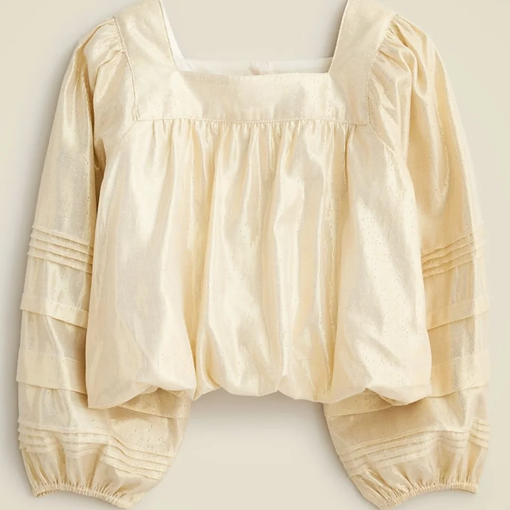 Crewcuts Girls Metallic Gold Square Neck Blouse L (10-12) NWOT